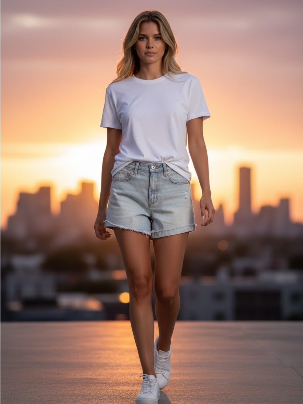 Light Wash High Rise Denim Shorts